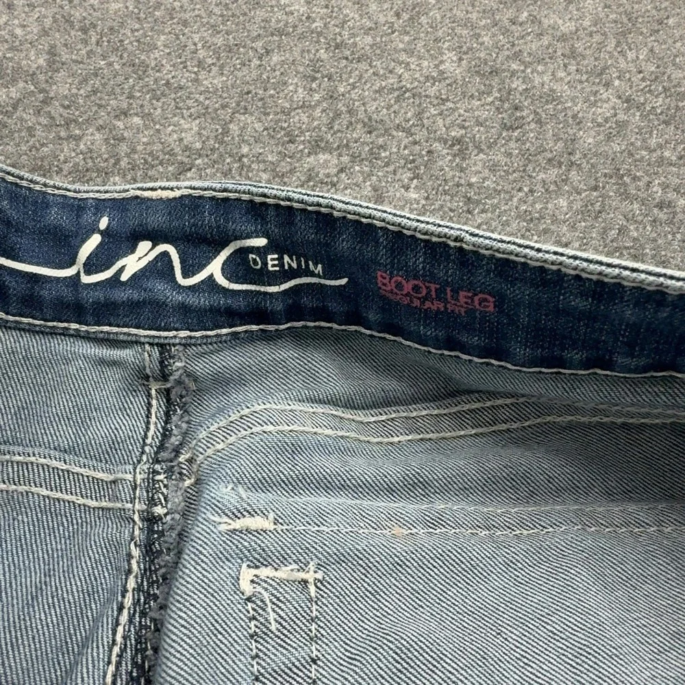 INC Denim Jeans Womens 8 Blue Cotton Blend Bootcut Flap Pockets Y2K Style